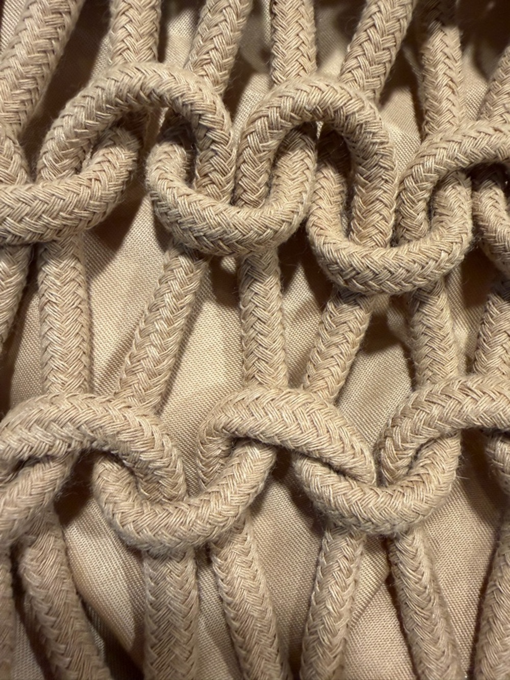 Woven Macramé Tote Bag in Tan - Picture 9 of 11